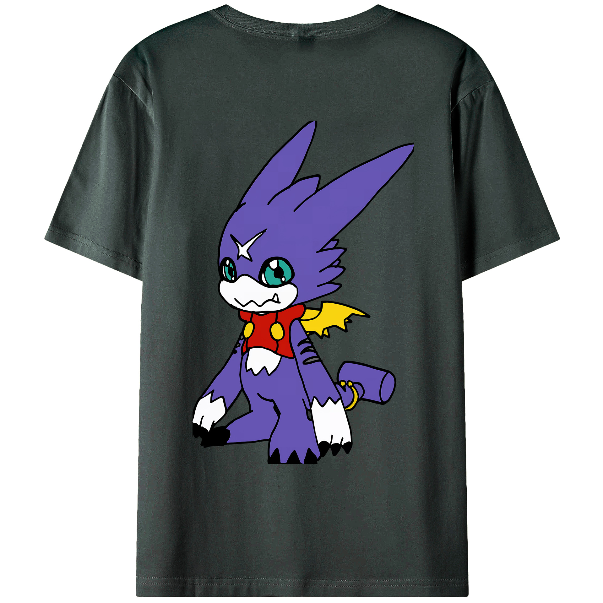 （画像用） Digimon デジタルモンスター/デジモン 綿100％ メンズ半袖Tシャツ（バックプリント） 通気性